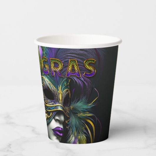 Mardi Gras Mask Papieren Bekers (Achterkant)
