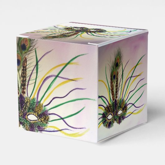 Mardi Gras Mask Party voor Aangepaste cadeaudoos Bedankdoosjes (Voorkant Zijde)