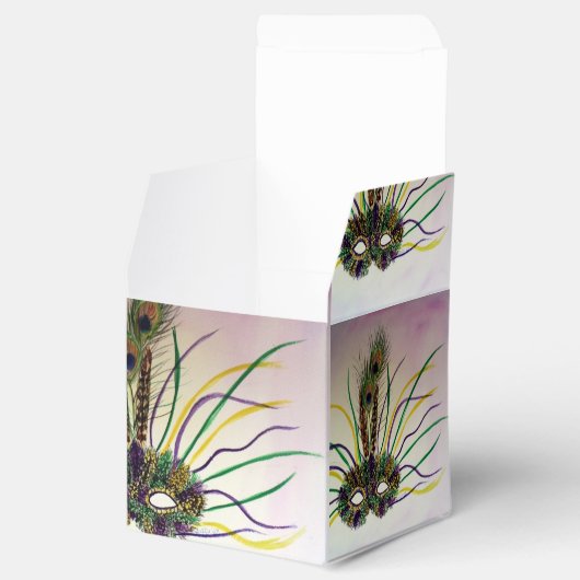 Mardi Gras Mask Party voor Aangepaste cadeaudoos Bedankdoosjes (Geopend)