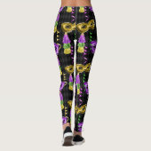 Mardi Gras Mask Pattern Gold Paarse Leggings (Achterkant)
