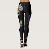Mardi Gras Mask Pattern verlaat Waterverf Leggings (Achterkant)