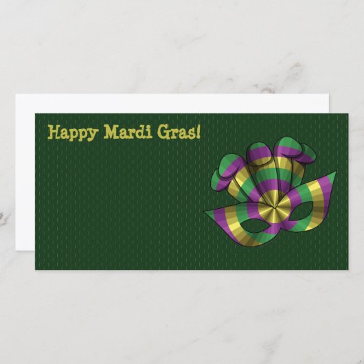 Mardi Gras Mask Photo Card (Voorkant / Achterkant)
