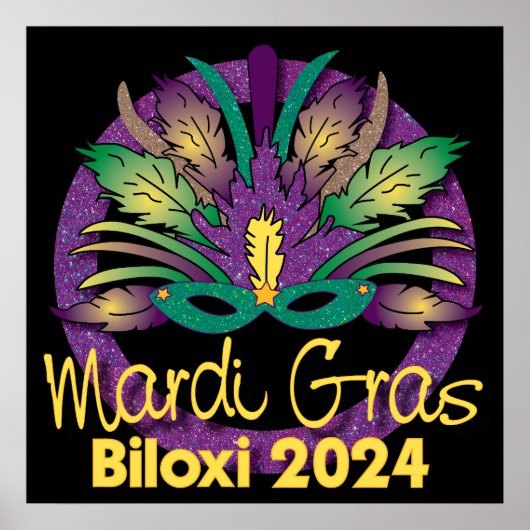 Mardi Gras Mask Poster - 2024 - Biloxi, MS (Voorkant)