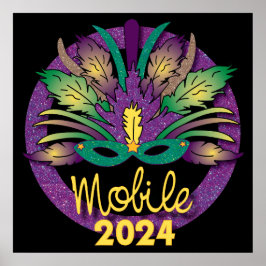 Mardi Gras Mask Poster - 2024 - Mobiel