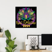 Mardi Gras Mask Poster - 2024 - New Orleans (Thuiskantoor)