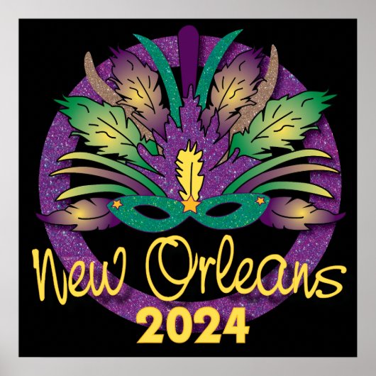 Mardi Gras Mask Poster - 2024 - New Orleans (Voorkant)