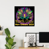 Mardi Gras Mask Poster - 2024 - New Orleans (Thuiskantoor)
