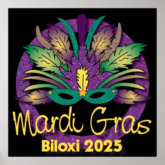 Mardi Gras Mask Poster - 2025 - Biloxi, MS (Voorkant)