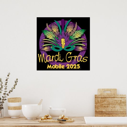 Mardi Gras Mask Poster - 2025 - Mobiel (Keuken)