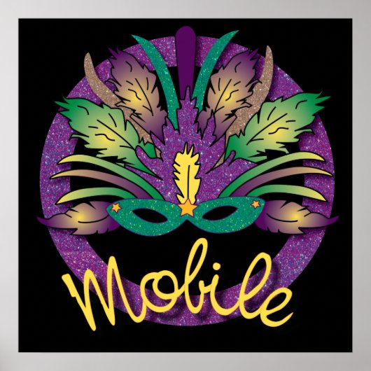 Mardi Gras Mask Poster - Mobile, AL (Voorkant)