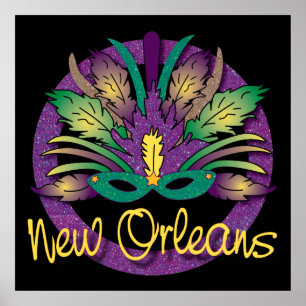 Mardi Gras Mask Poster - New Orleans, LA