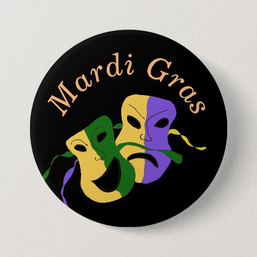 Mardi Gras Mask Ronde Button 7,6 Cm (Voorkant)