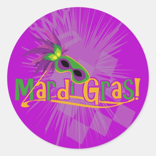 Mardi Gras Mask Ronde Sticker (Voorkant)
