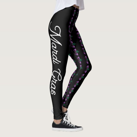 Mardi Gras Mask Sparkles Paarse Groene Aangepaste Leggings (Rechts)