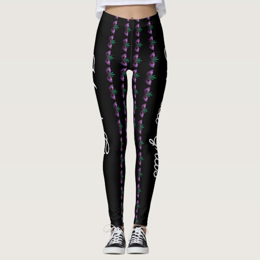 Mardi Gras Mask Sparkles Paarse Groene Aangepaste  Leggings (Voorkant)