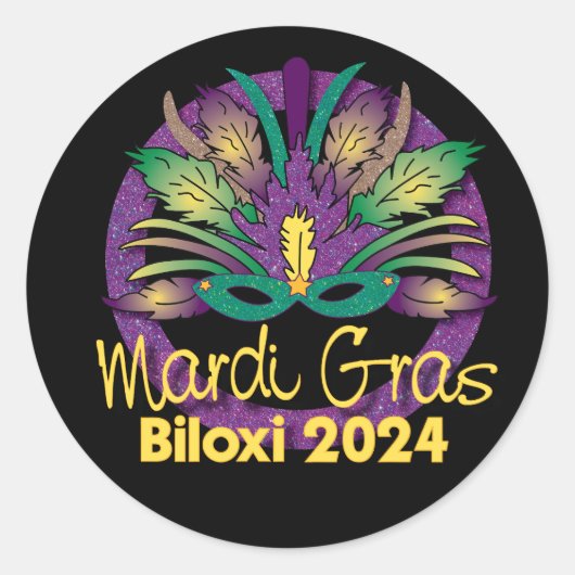 Mardi Gras Mask Sticker - 2024 - Biloxi, MS (Voorkant)