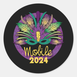 Mardi Gras Mask Sticker -2024 - Mobiel, NL