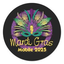 Mardi Gras Mask Sticker -2025 - Mobiel, AL
