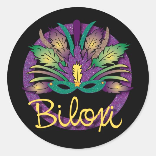 Mardi Gras Mask Sticker - Biloxi, MS (Voorkant)