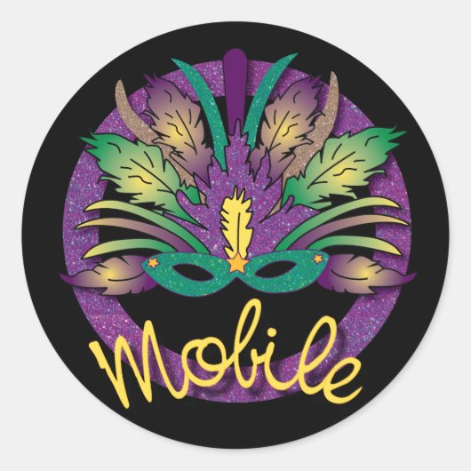 Mardi Gras Mask Sticker - Mobile, AL (Voorkant)