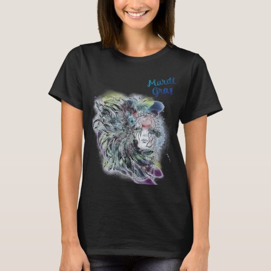  MARDI GRAS MASK T-SHIRT (Voorkant)