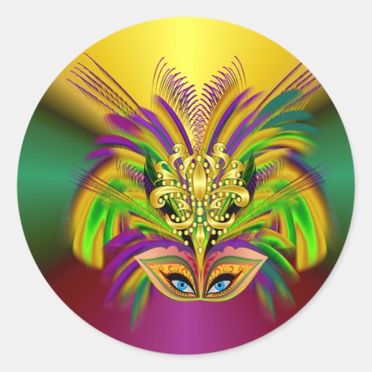 Mardi-Gras-Mask-The-Queen Ronde Sticker (Voorkant)