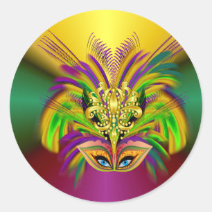 Mardi-Gras-Mask-The-Queen Ronde Sticker