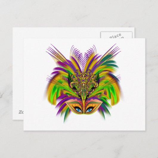Mardi-Gras-Mask-The-Queen-V-3 Briefkaart (Voorkant / Achterkant)