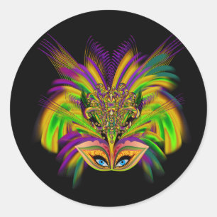 Mardi-Gras-Mask-The-Queen-V-3 Ronde Sticker