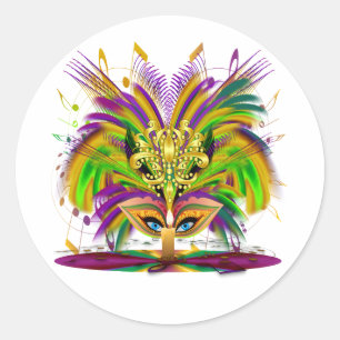 Mardi-Gras-Mask-The-Queen-V-4 Ronde Sticker