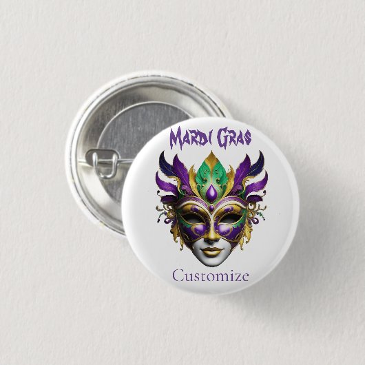 Mardi Gras Mask Thunder_Cove Ronde Button 3,2 Cm (Voorkant /achterkant)