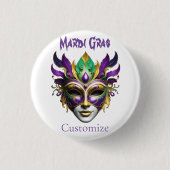 Mardi Gras Mask Thunder_Cove Ronde Button 3,2 Cm (Voorkant)