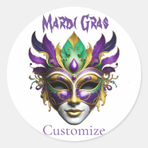 Mardi Gras Mask Thunder_Cove Ronde Sticker