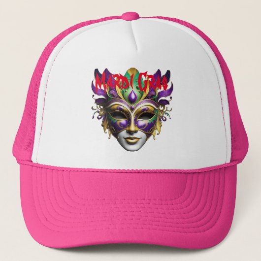 Mardi Gras Mask Thunder_Cove Trucker Pet (Voorkant)