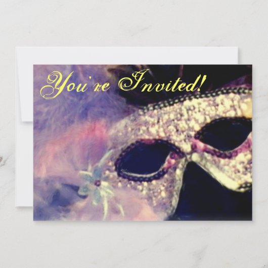 Mardi Gras Mask-uitnodiging Kaart (Voorkant)