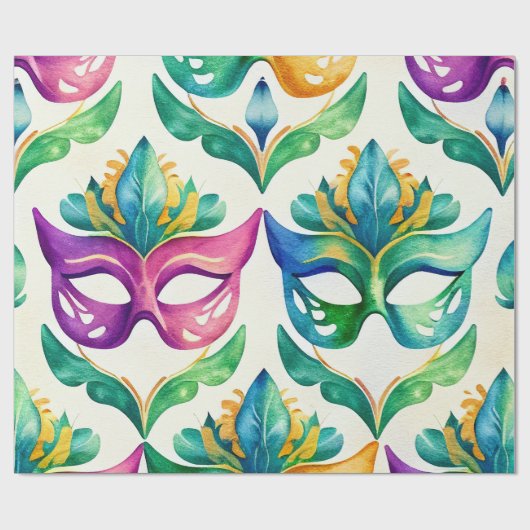 Mardi Gras Mask Wrapping Paper Cadeaupapier (Vlak)