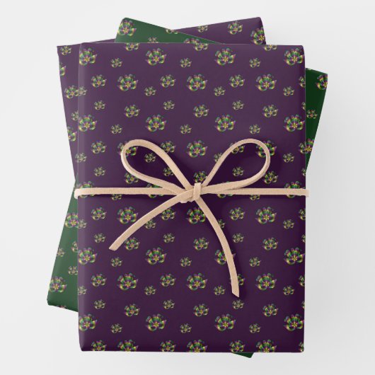 Mardi Gras Mask Wrapping Paper Set (In situ)