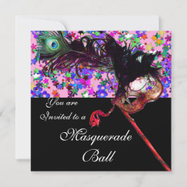 MARDI GRAS-MASKARADE & CONFETTI goud Kaart