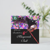 MARDI GRAS-MASKARADE & CONFETTI goud Kaart (Staand voorkant)