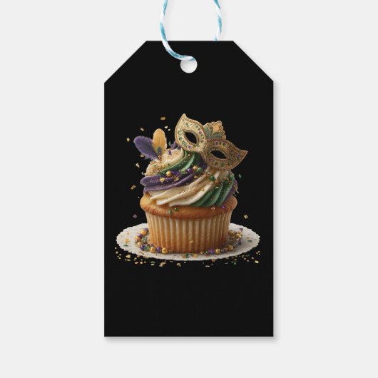 Mardi Gras Masked Cupcake Celebration Cadeaulabel (Achterkant)