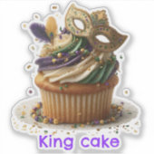 Mardi Gras Masked Cupcake Celebration Sticker (Voorkant)