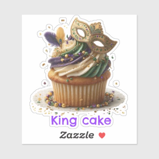 Mardi Gras Masked Cupcake Celebration Sticker (Vel)