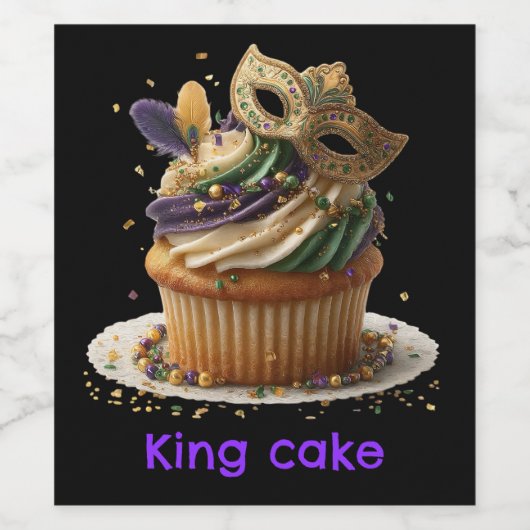 Mardi Gras Masked Cupcake Celebration Wijn Etiket (Enkel label)