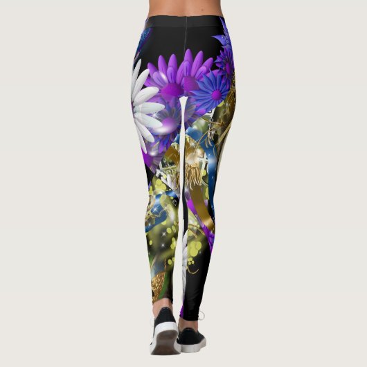 Mardi gras maskeert dij bloempatroon leggings (Achterkant)