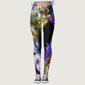 Mardi gras maskeert dij bloempatroon leggings (Voorkant)