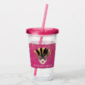 Mardi Gras Masker Acryl Tumbler & Stro Acryl Drinkbeker (Achterkant)
