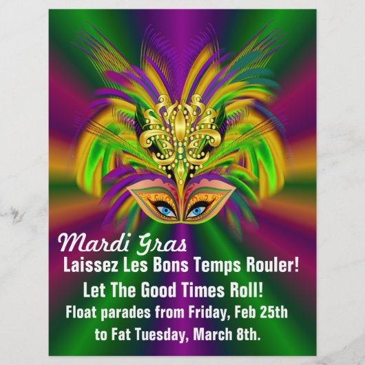 Mardi Gras Masker De Koningin Flyer (Voorkant)