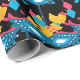 Mardi Gras masker en Confetti op zwart Cadeaupapier