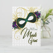 Mardi Gras Masker en Kostuum Feest Kaart (Staand voorkant)