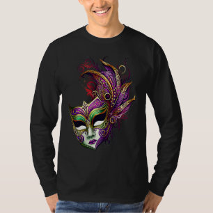 Mardi Gras-masker groen paars & goud T-shirt